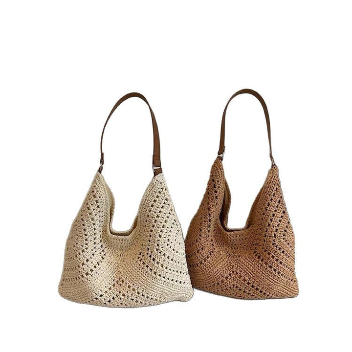 Knit shoulder bag with leather handles Kalsten