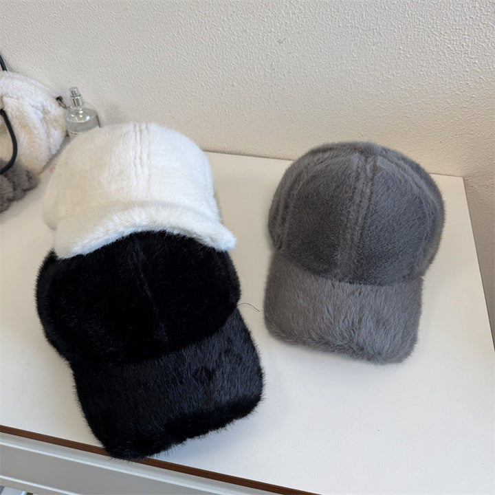 Unisex Plush Faux Fur Baseball Cap Kalsten