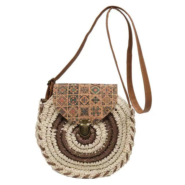 Round Bast Bag with Adjustable Leather Strap Kalsten