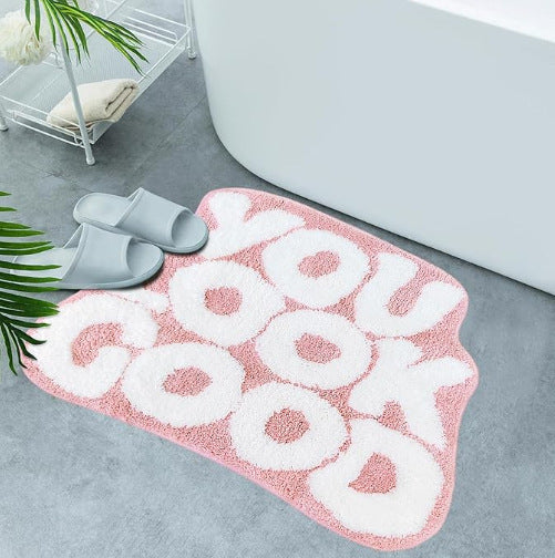 Plush Leaf-Design Bath Mat Acalora