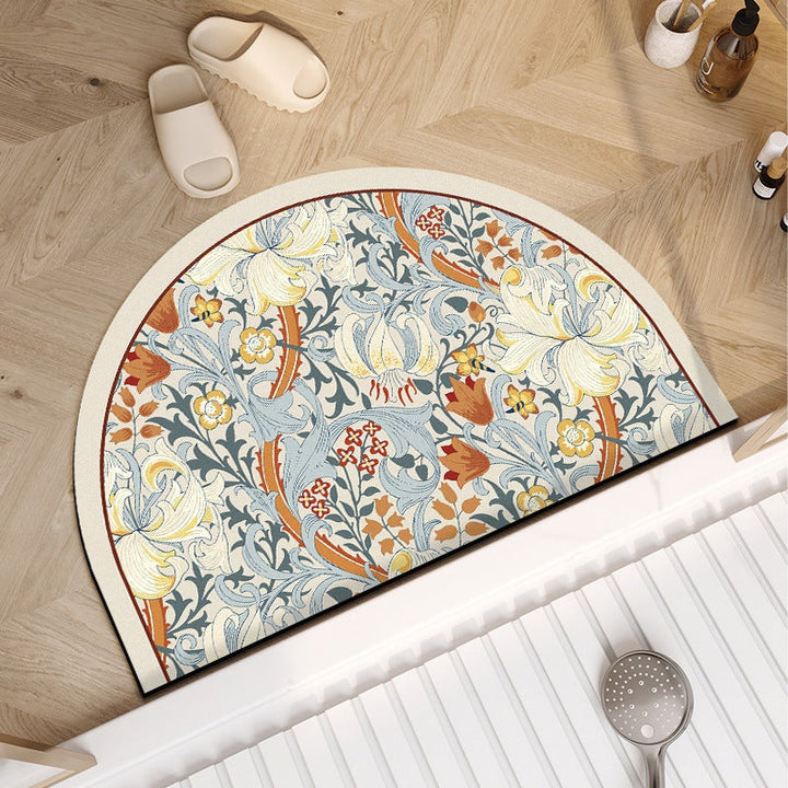 Ornate Half-Round Bath Mat