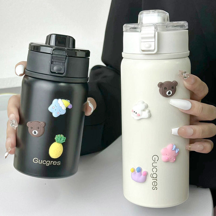 Women's Insulated Drinking Bottle with Secure Flip Closure and Playful Design Kalsten