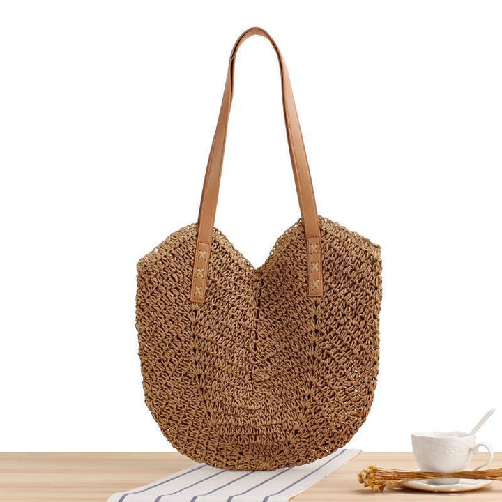 Large straw bag with leather accents Kalsten