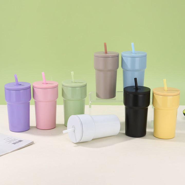 Unisex Insulated Drinking Cup with Dust Protection Lid and Straw Kalsten