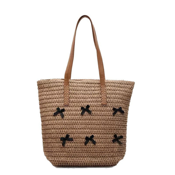 Trendy large beach bag with original bow appliqués Kalsten
