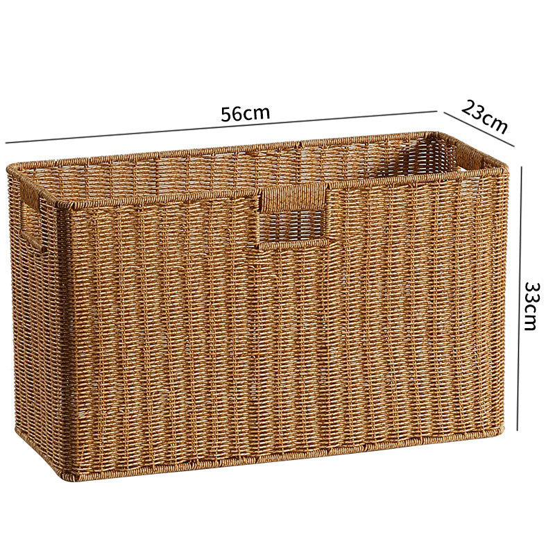 Rectangular Woven Storage Basket with Cut-Out Handles Kalsten