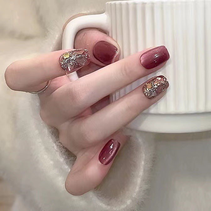 Artistic Glitter-Embellished Press-On Nail Set Kalsten