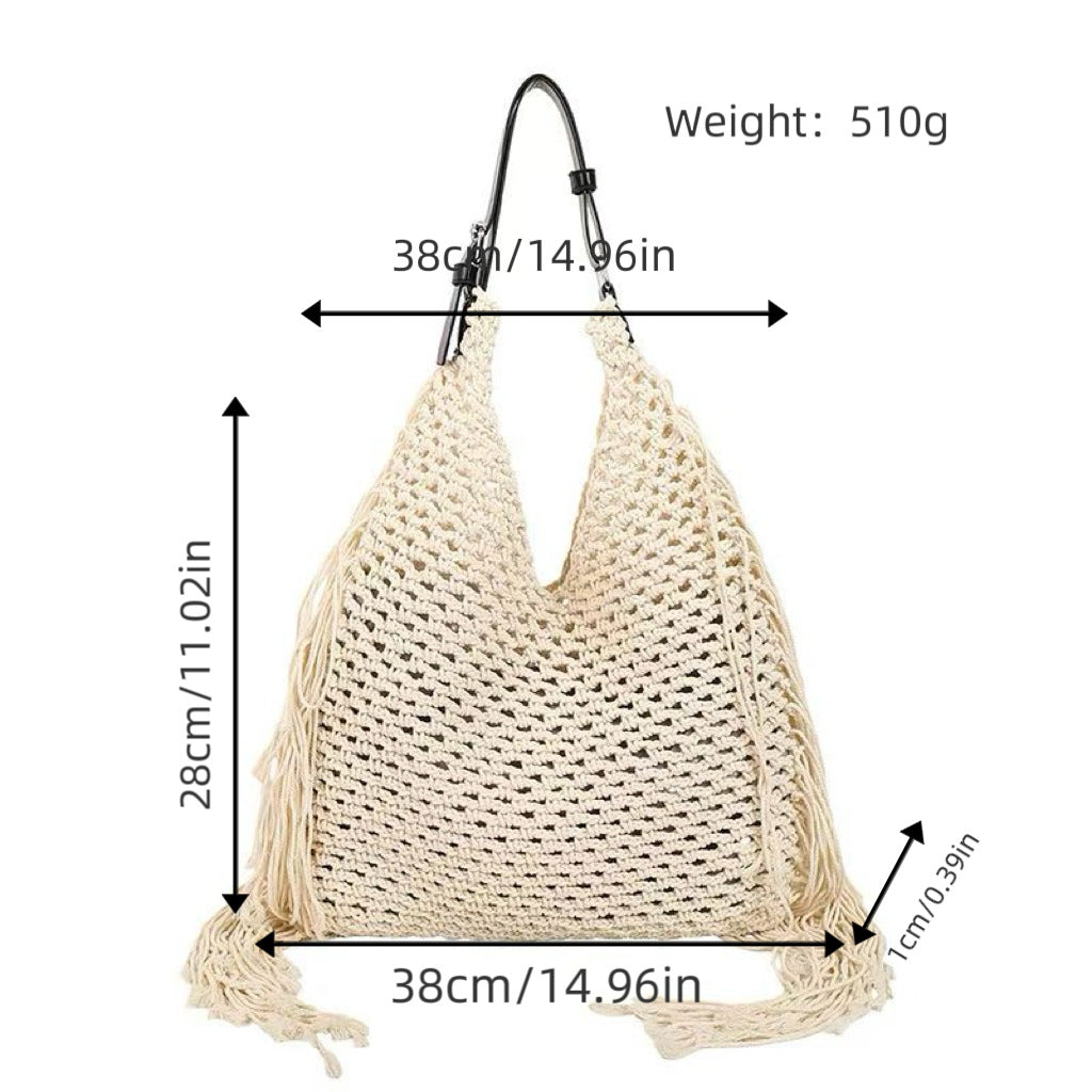 Structured beach bag with fringe details Kalsten