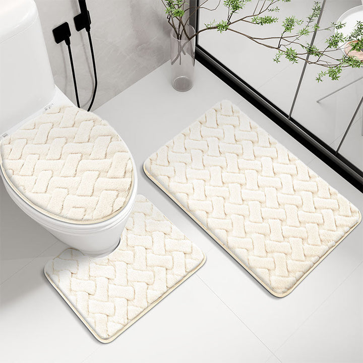 Plush Braided Toilet Mat Set
