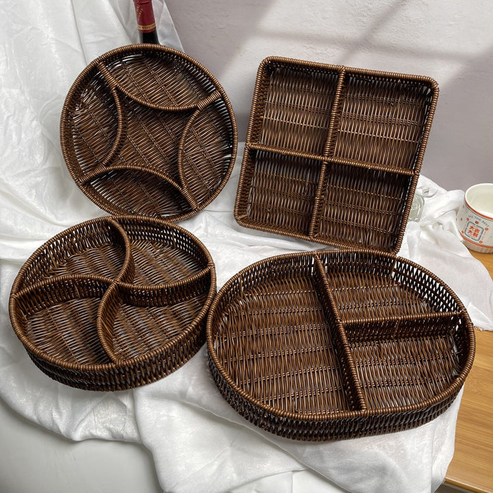 Ladies beef braided serving basket with three compartments Kalsten