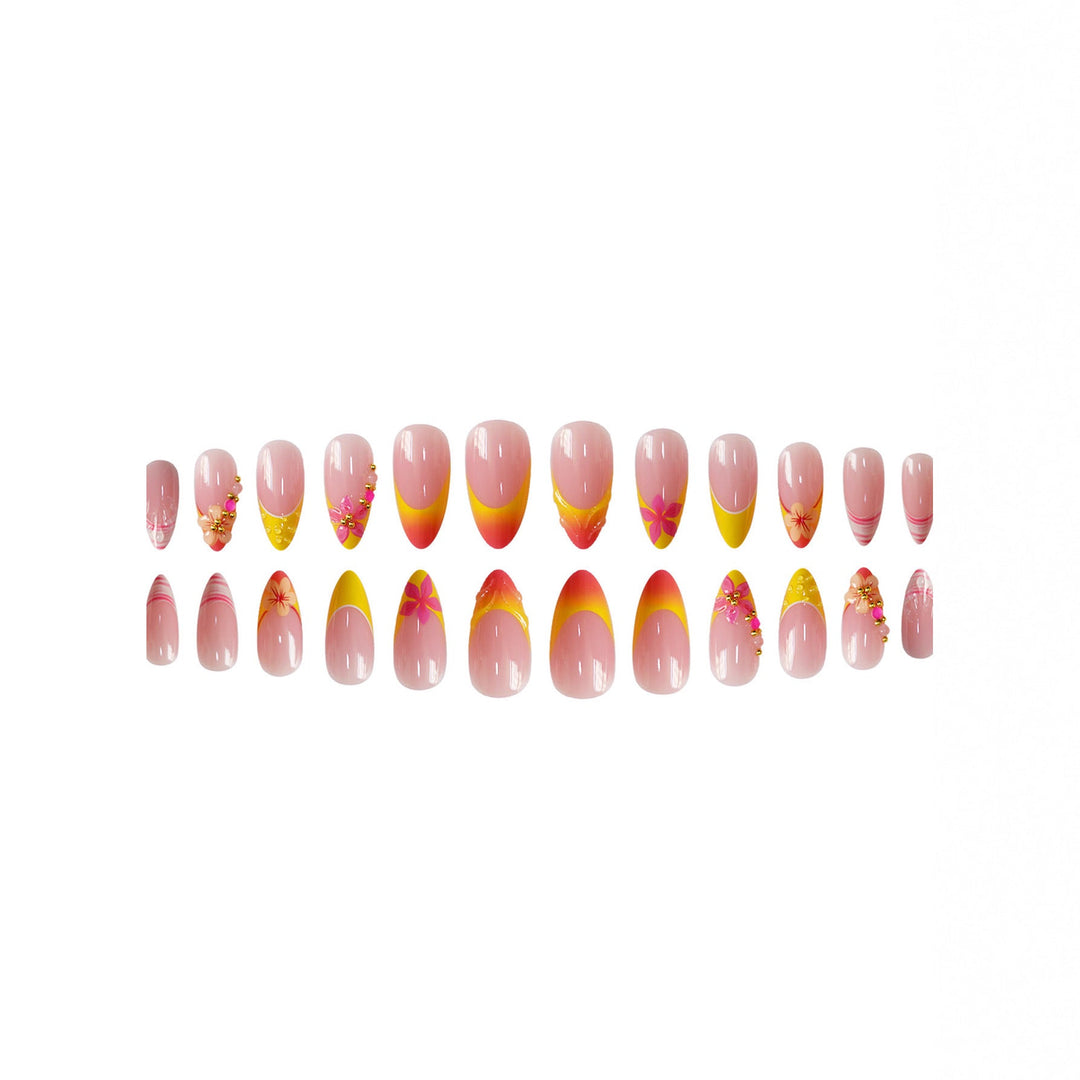 Artistic Floral Accent Press-On Nail Set Kalsten