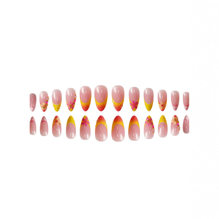 Artistic Floral Accent Press-On Nail Set Kalsten