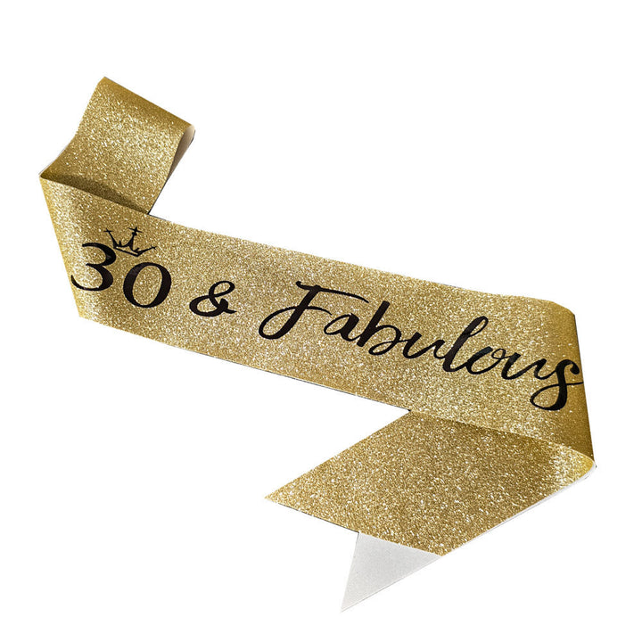 Ladies Glittering Birthday Sash with Festive Print Kalsten