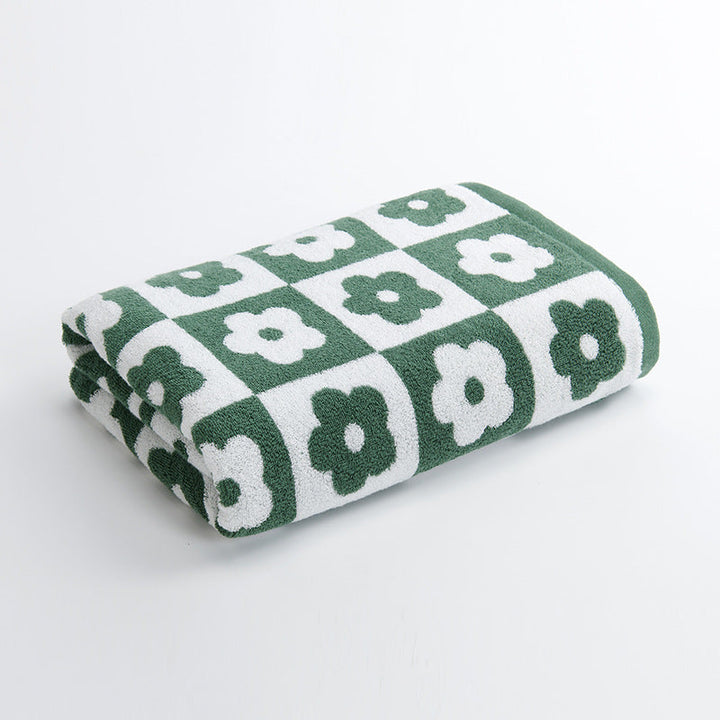 Women's Luxurious Terry Bath Towel with Floral Pattern Kalsten