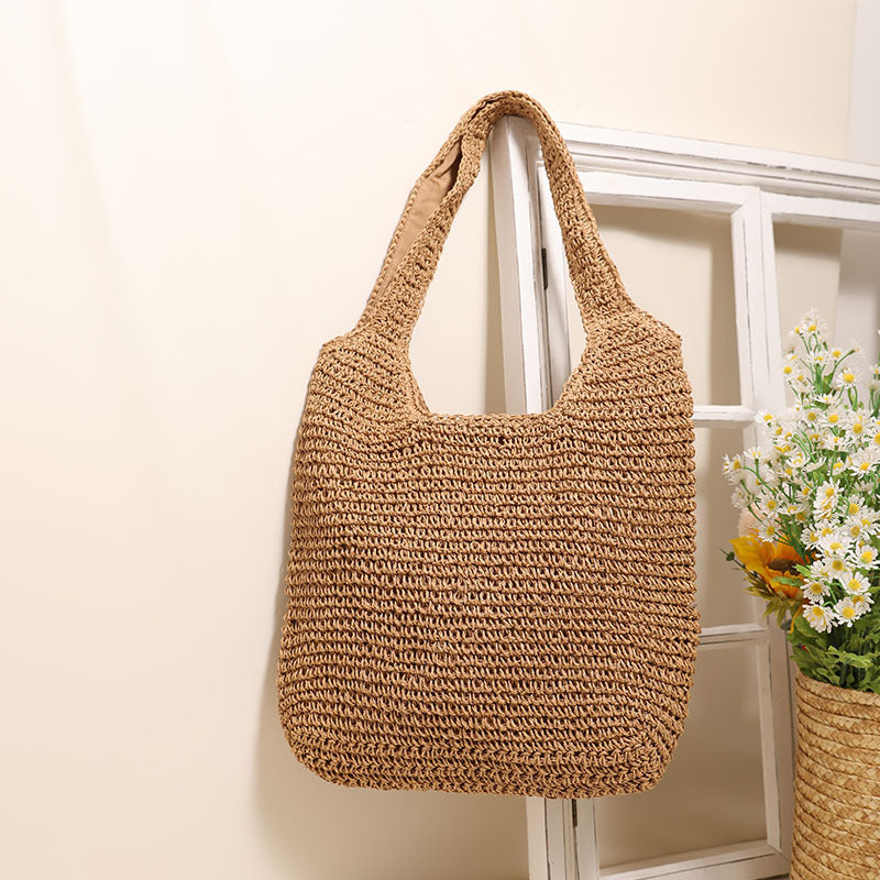 Spacious and Handcrafted Straw Tote Bag with Comfortable Shoulder Strap Kalsten