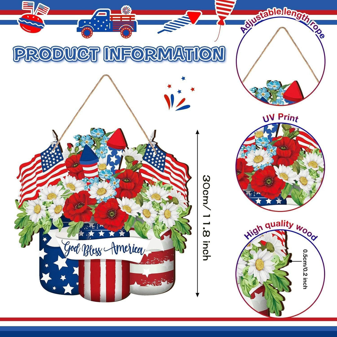 Unisex nan patriotic star wooden welcome wreath with jute hanger Kalsten
