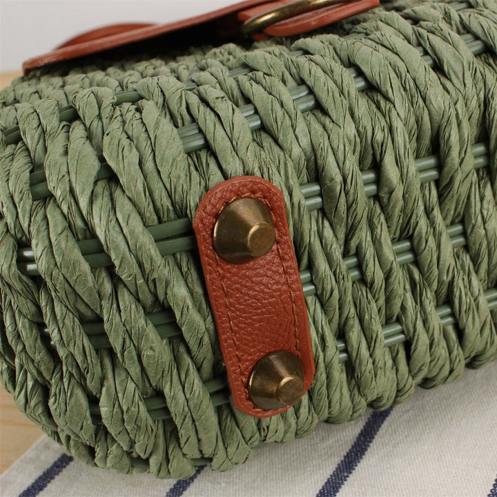 Handbag with Elegant Leather Lid and Woven Design Kalsten