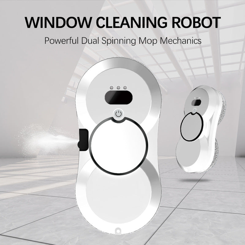 robotic window cleaner with dual spinning microfiber mops and spray function Kalsten