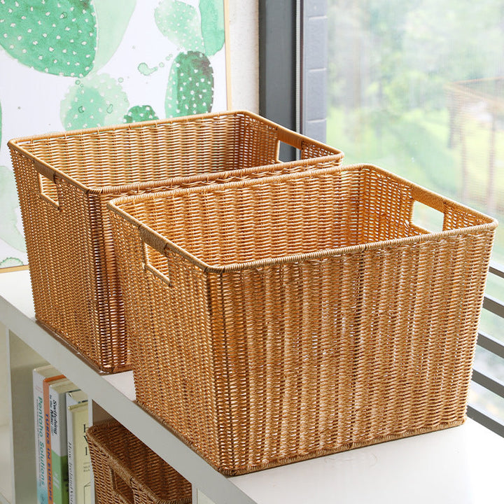 Rectangular Woven Storage Bin with Ergonomic Handles Kalsten