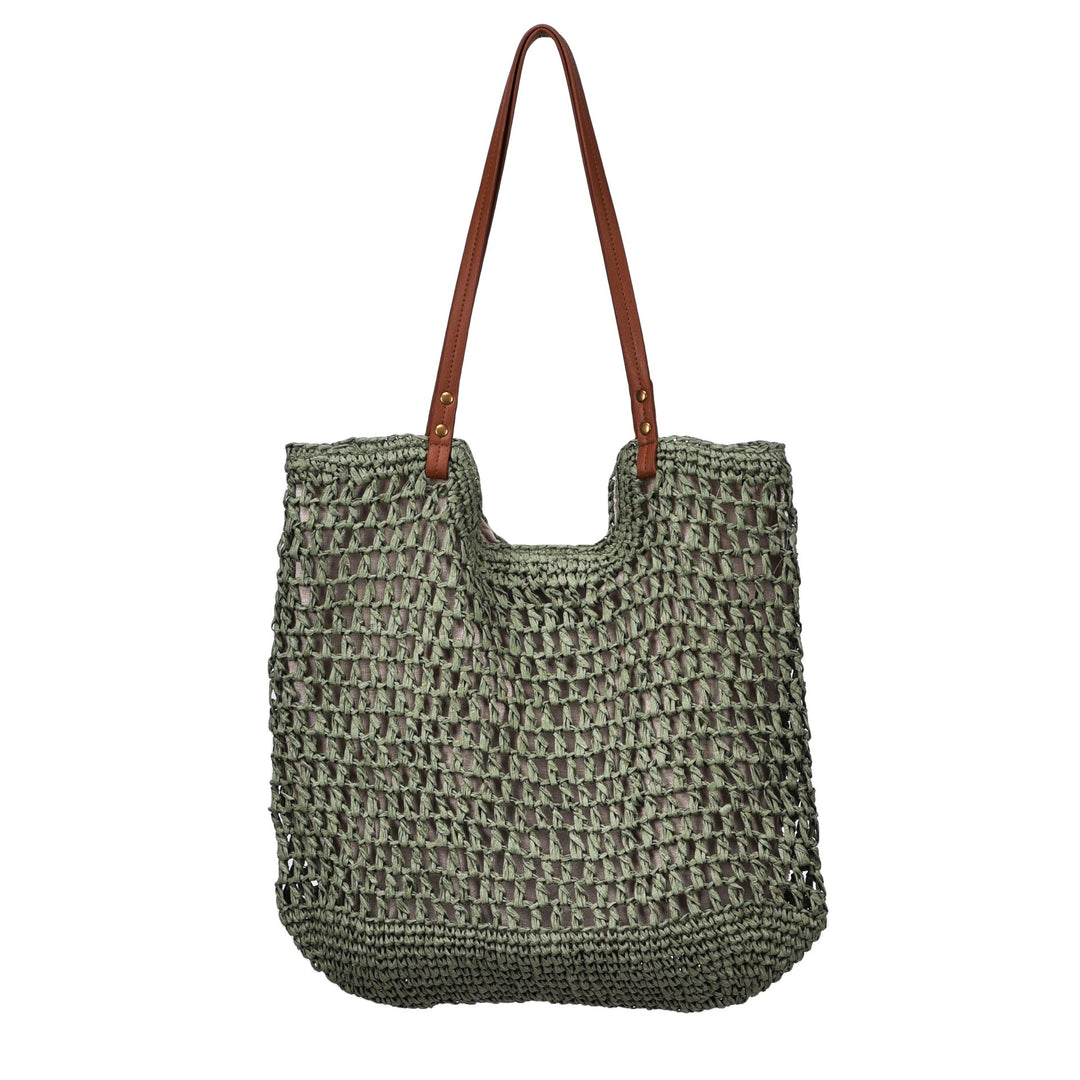 Handwoven cotton bag with leather handles Kalsten