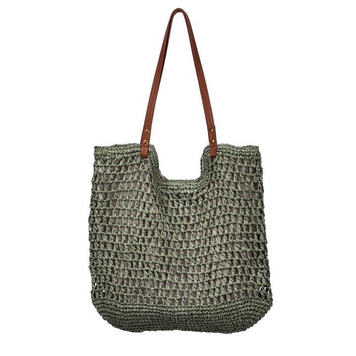 Handwoven cotton bag with leather handles Kalsten