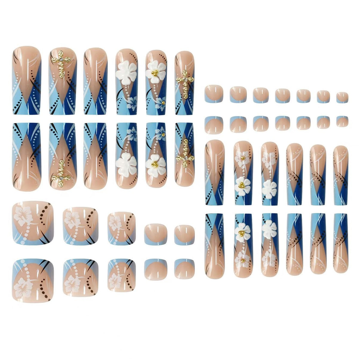 Floral Design Long Press-On Nails Acalora