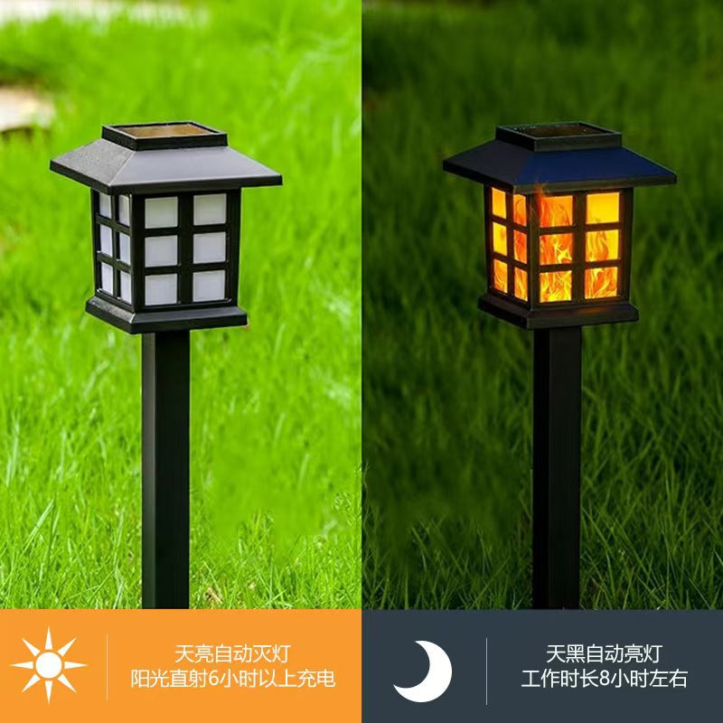 Solar Flame-Effect Garden Pathway Stake Lanterns With Weatherproof ABS Housing And Warm LED Glow Kalsten
