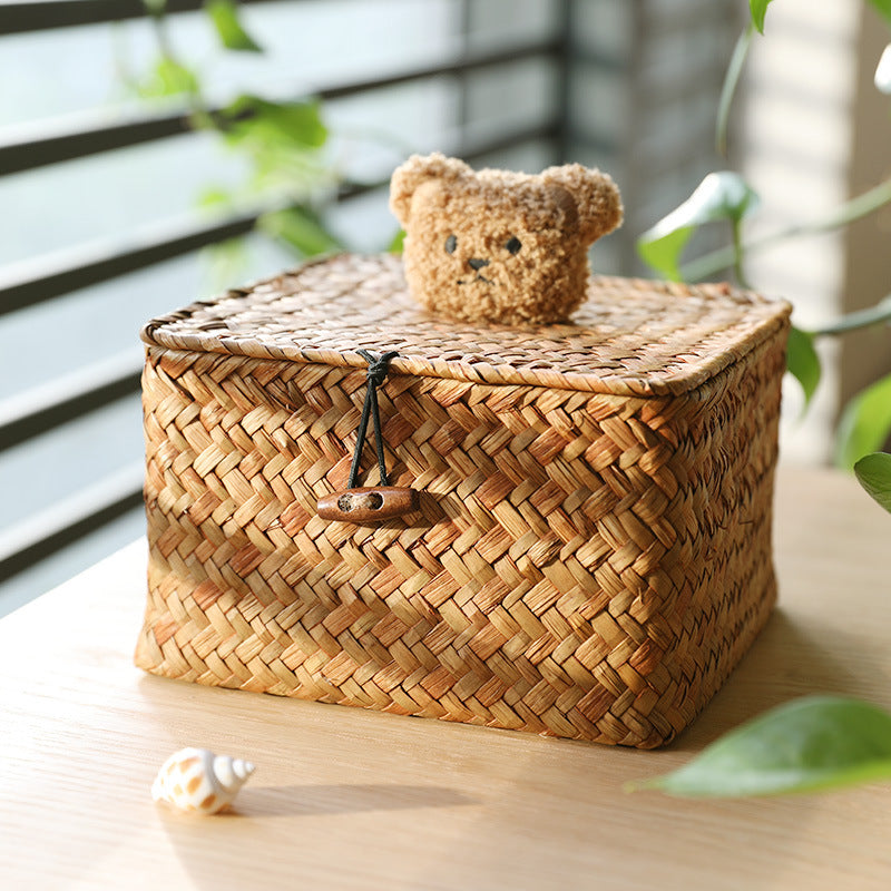 Woven Storage Box with Cute Lid Kalsten