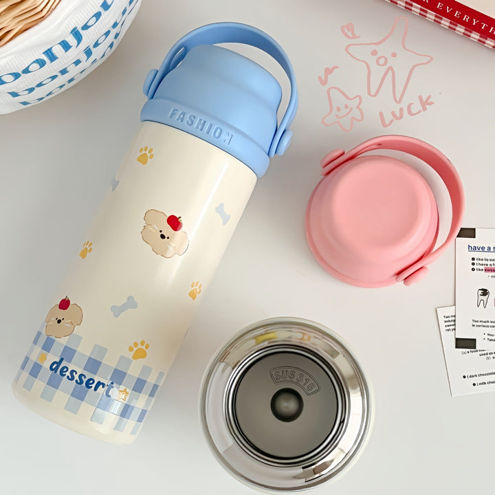 Insulated drinking bottle with sweet design and practical carrying strap Kalsten