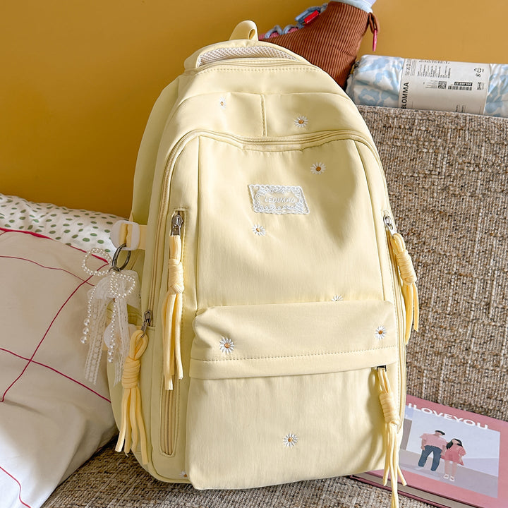 Elegant Floral Embellished School Backpack