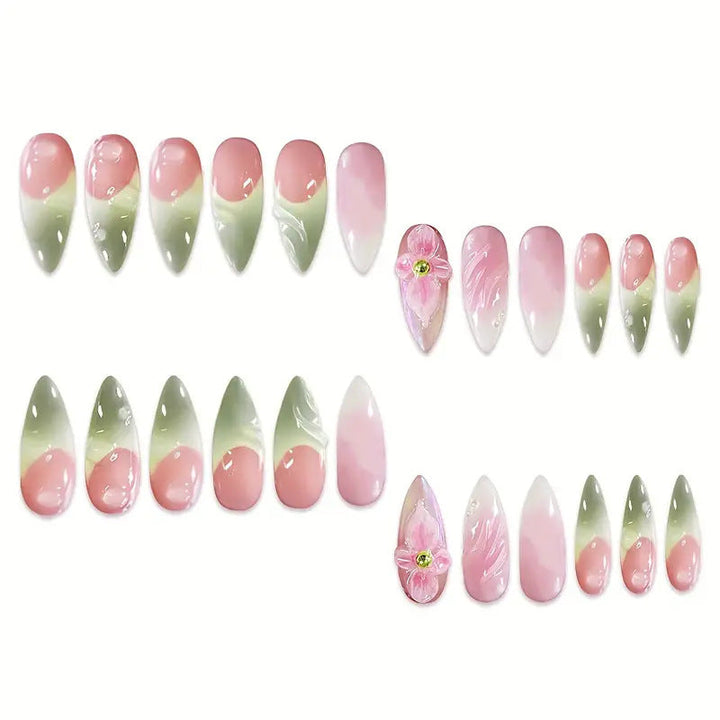 Artistic Floral 3D Press-On Nail Art Kalsten