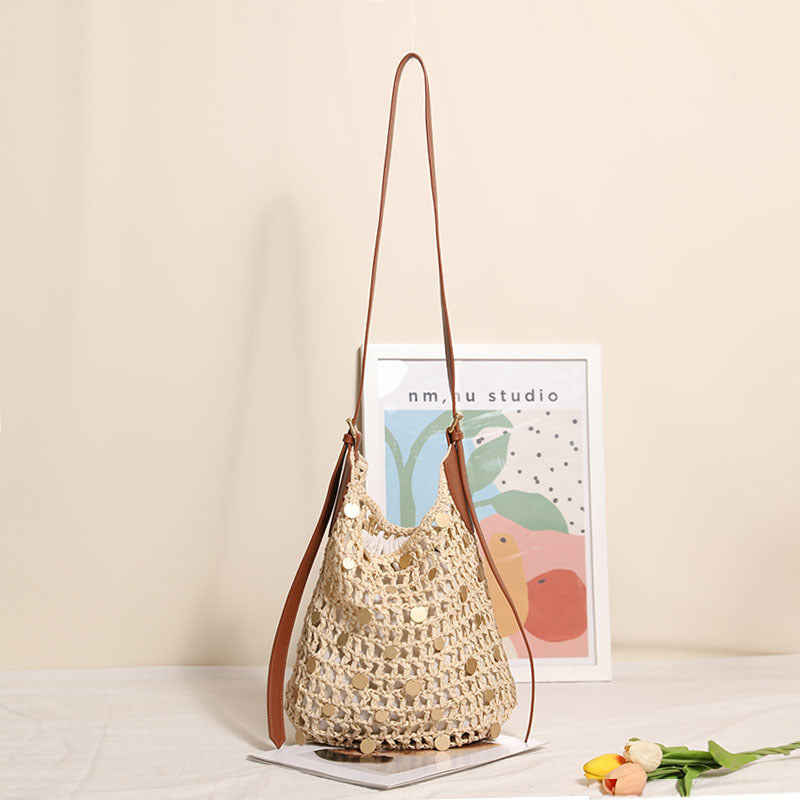 Hand-knotted shoulder bag with metal appliqués Kalsten