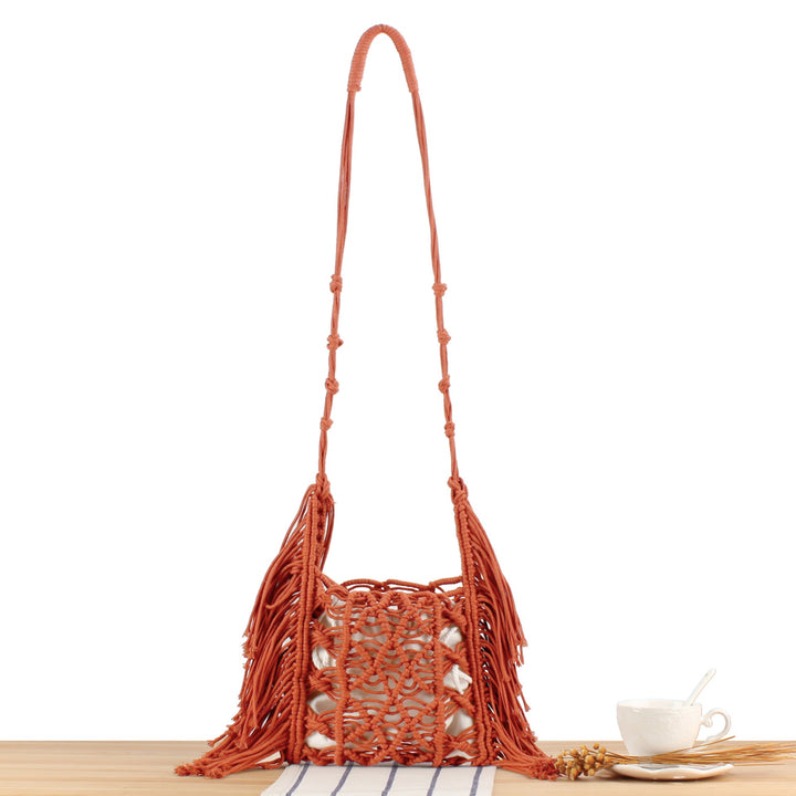 Creative Macrame Shoulder Bag with Fringe Kalsten