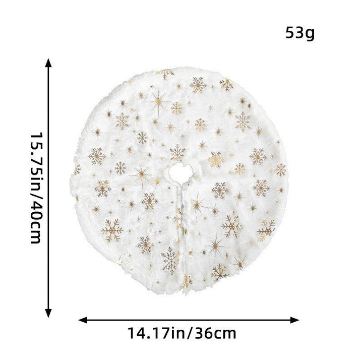 Plush Round Faux Fur Christmas Tree Skirt With Gold Star Print And Center Slit Closure