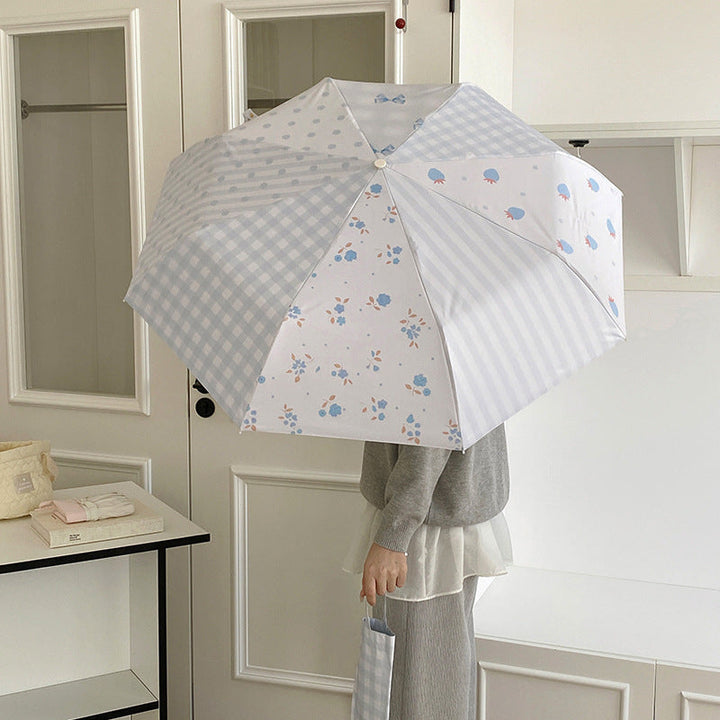 Women's elegant compact umbrella with Gingham pattern Kalsten