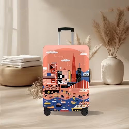 Unisex nan elastic suitcase cover with volcanic lava marble design, stretch protective cover for trolley Kalsten