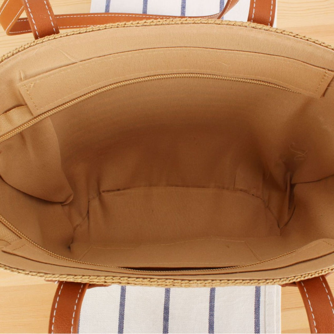 Beach bag with Stylish Woven Design and High-Quality Vegan Leather Handles Kalsten