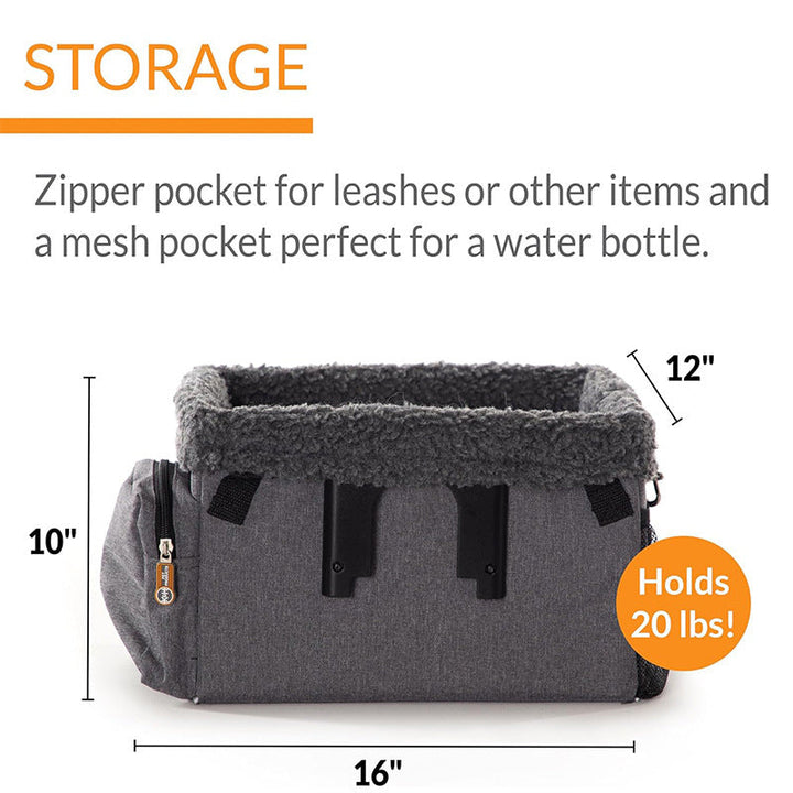 front-mounted plush pet bike basket with sherpa liner and mesh storage Kalsten