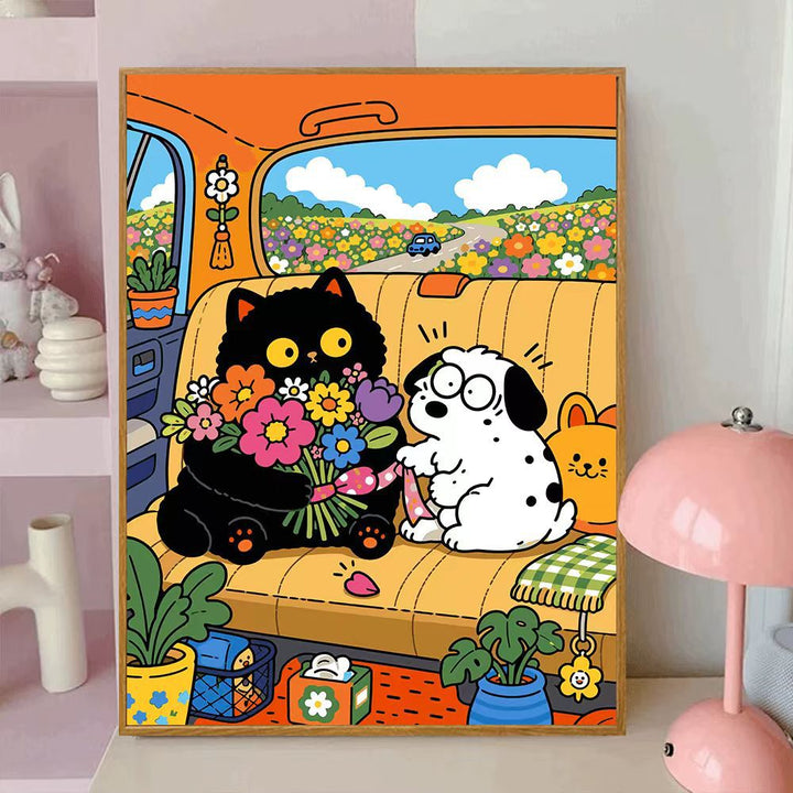 Playful Cat-Themed Decorative Wall Canvas Art Kalsten