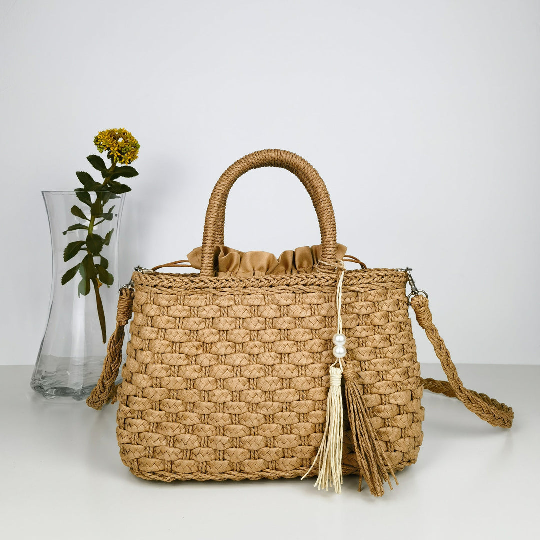 Woven Handbag with Drawstring Kalsten
