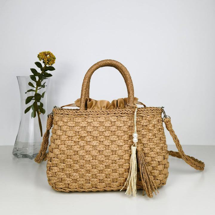 Woven Handbag with Drawstring Kalsten