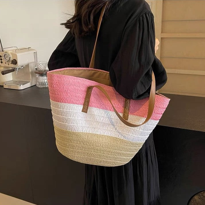 Beach bag with sturdy leather handles Kalsten