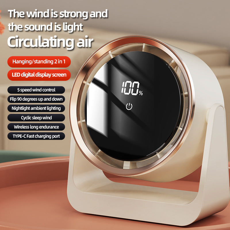 Unisex nan compact rechargeable bladeless desktop air circulator with LED battery display and tilt function Kalsten