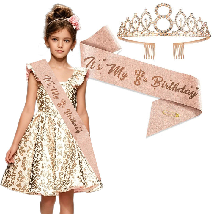 Women Glittering Tiaras with Festive Birthday Banner Kalsten