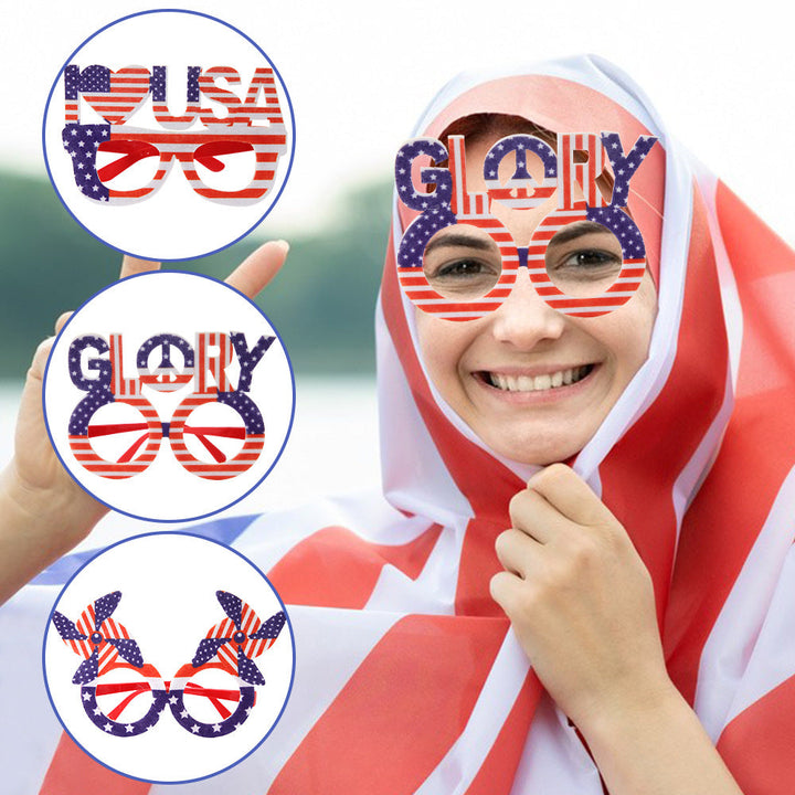 Unisex nan novelty hand-shaped patriotic party eye glasses with finger-frame design Kalsten