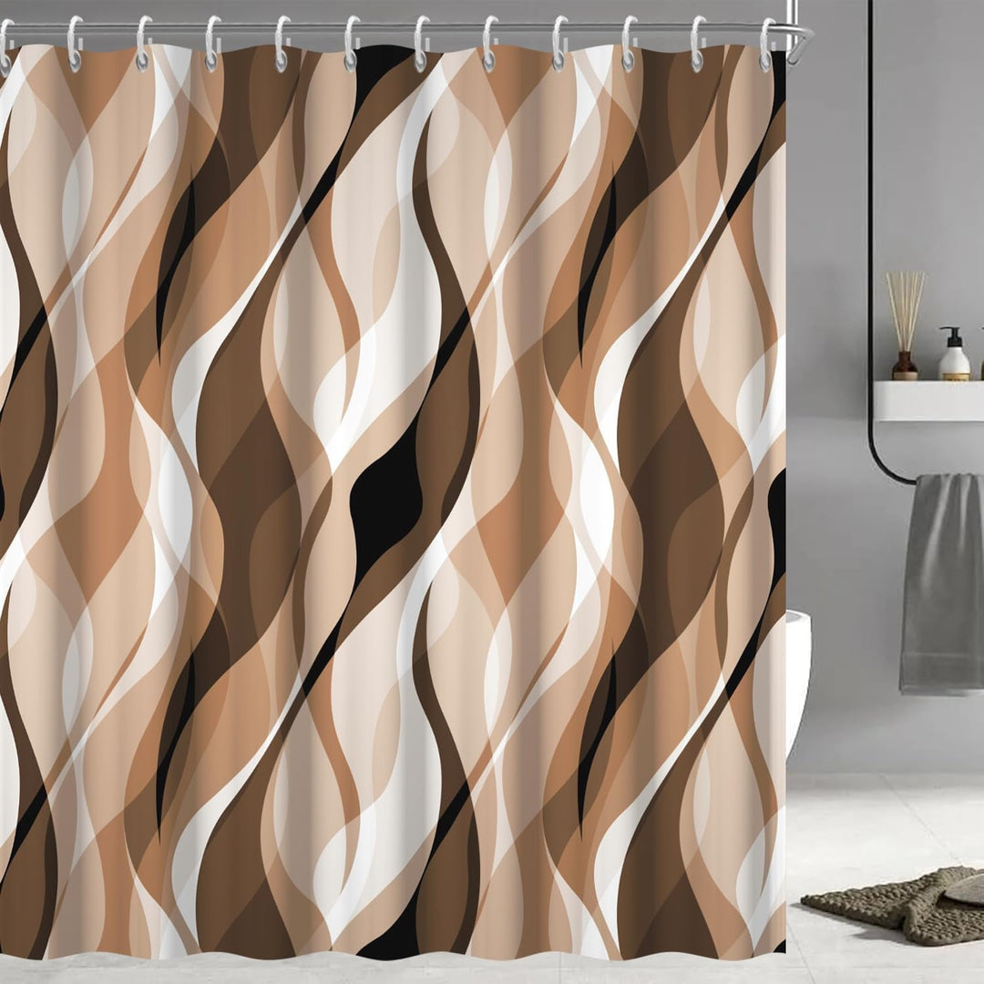 Abstract Wave Pattern Shower Curtain Kalsten