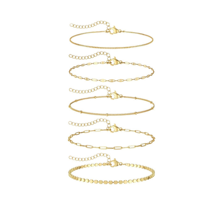Delicate Gold Chain Bracelet Set Kalsten