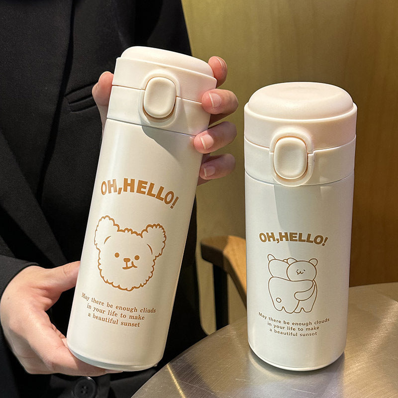 Ladies Insulated Drinking Bottle with Cute Animal Design and Practical Flip Top Kalsten