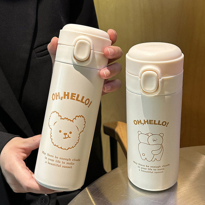 Ladies Insulated Drinking Bottle with Cute Animal Design and Practical Flip Top Kalsten