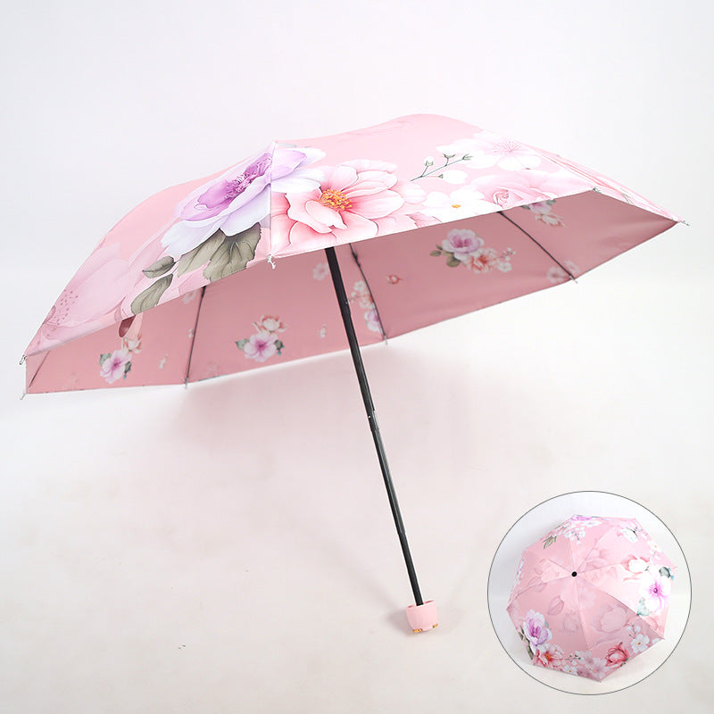 Ladies Folding Umbrella with Elegant Floral Design Kalsten
